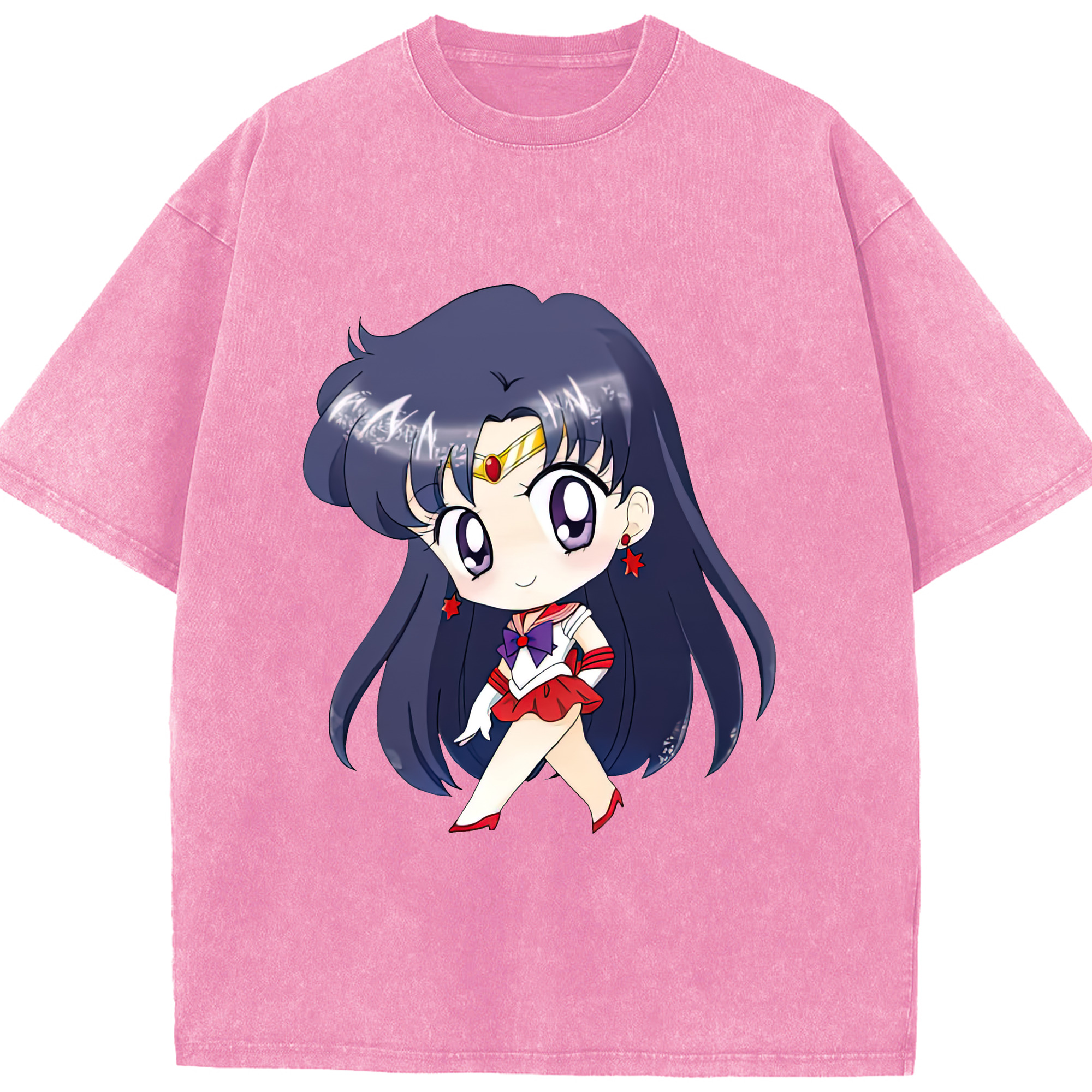 （画像用） 美少女戦士セーラームーン 火野レイ ひの レイ Sailor Moon Hino Rei （セーラーマーズ,Sailor Mars） 綿100% ヴィンテージ風 半袖Tシャツ（フロントプリント）